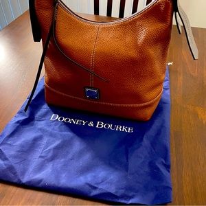 Dooney & Bourke Pebble Leather Hobo Handbag- Gracie - Color Saddle Tan